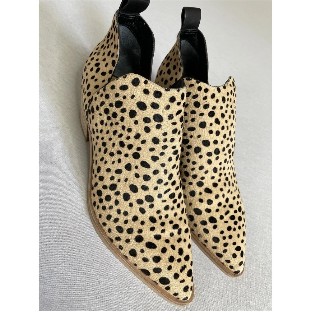 Dolce Vita Ankle Boots Womens 7.5 Tan Cheetah Calf Hair Pointed Toe Western Boho